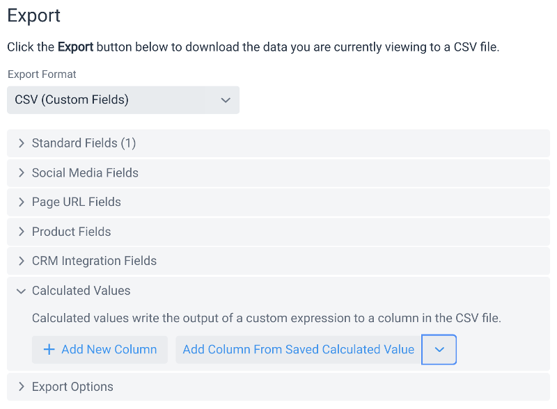 Calculated Values in CSV Exports