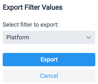 Export filter values