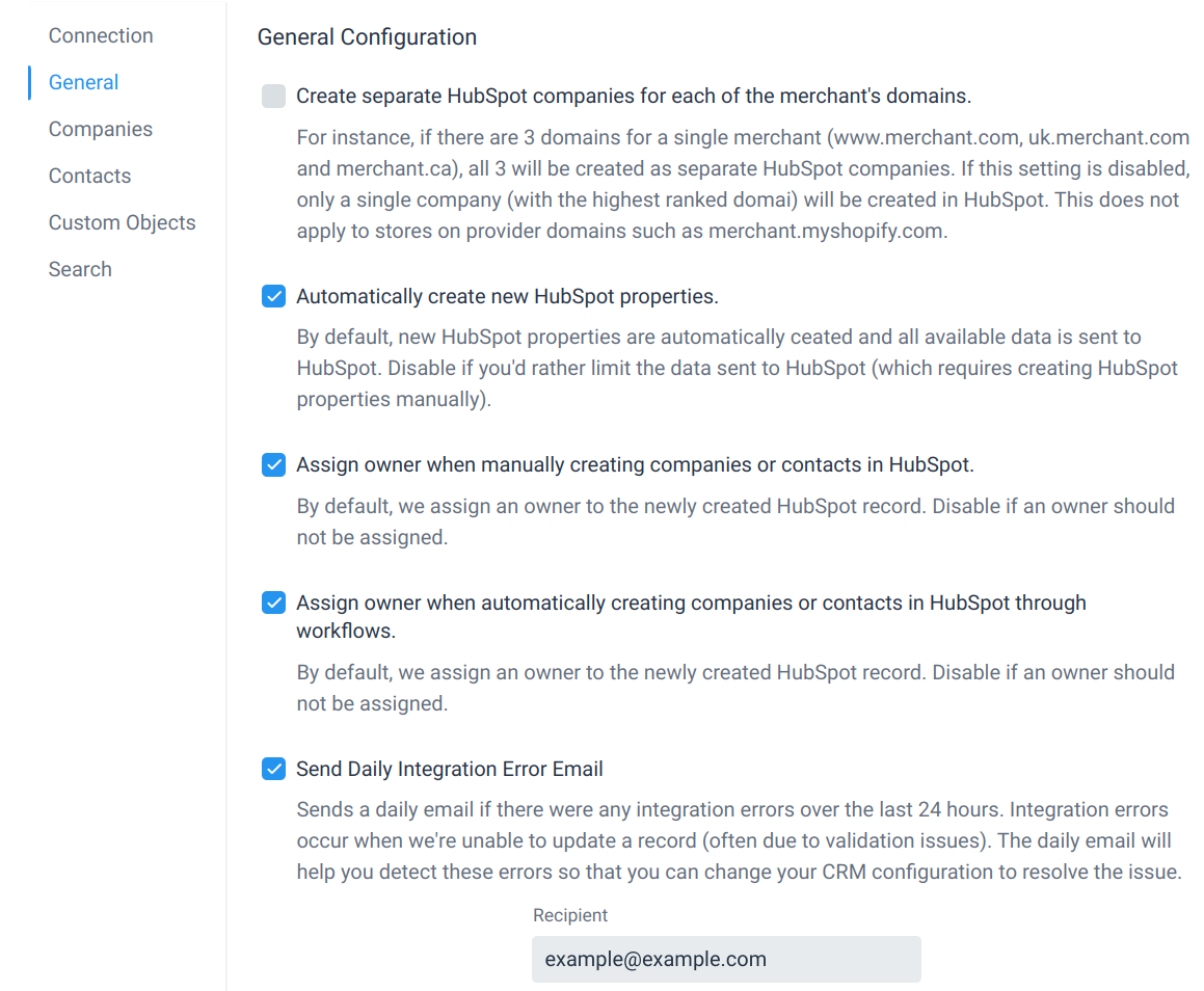 HubSpot configuration