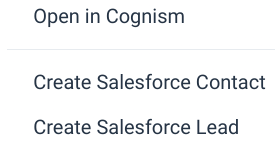 Cognism Contact Action Menu for Salesforce Tab