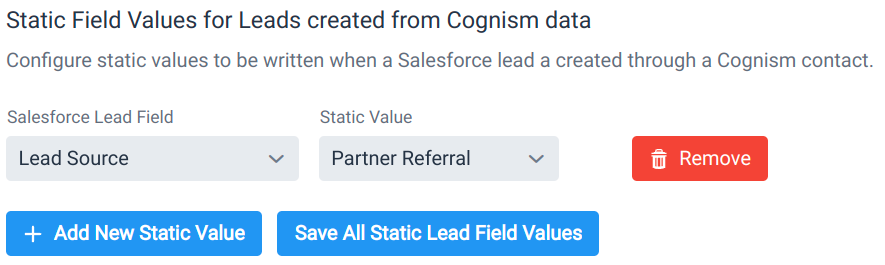 Salesforce Lead Static Values
