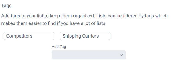 Add a tag to a list