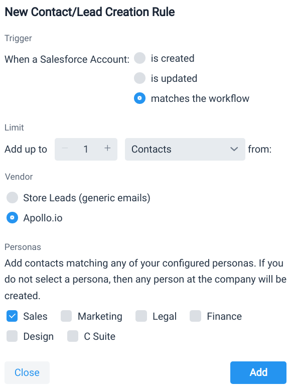 New Salesforce contact/lead creation rule