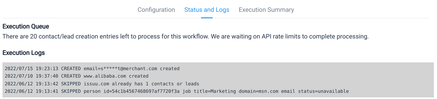 Workflow Status and Logs